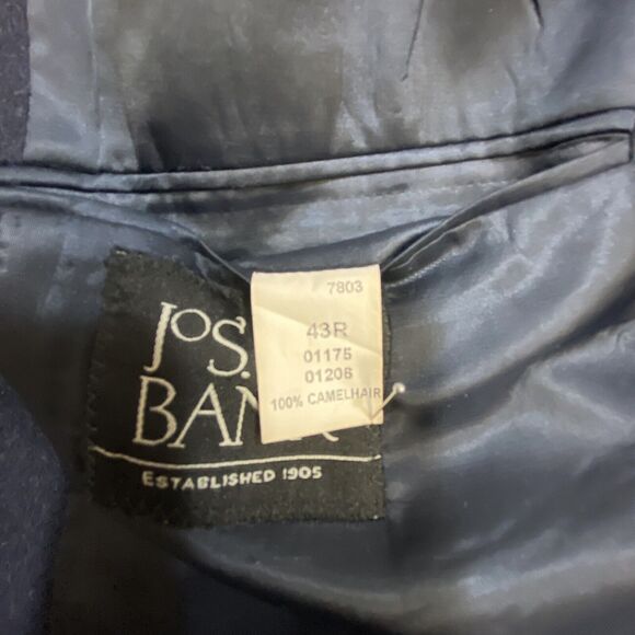 Jos A Bank 100% Camel Hair Blazer Men's 43R Blue Preppy American Academia Jacket - Picture 9 of 15